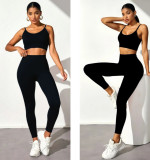Fashion Seamless Yoga Three-Piece Set with Bra, Leggings, and Long Sleeve Top