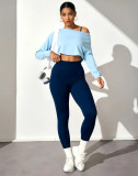 Fashion Seamless Yoga Three-Piece Set with Bra, Leggings, and Long Sleeve Top