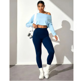 Fashion Seamless Yoga Three-Piece Set with Bra, Leggings, and Long Sleeve Top