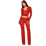 Snake Print Hooded Long Sleeve Thumbhole Micro Flare Two-Piece Set