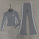 Striped Flared Yoga Set for Women