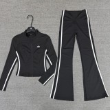 Striped Flared Yoga Set for Women