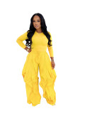Slim Fit Top & Wide Leg Lace Panel Pants Set