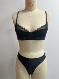 Color-Block Lace Trim Ultra-Thin Sexy Lingerie Set