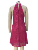 Chic Halter Neck Off-Shoulder Sexy Sequin Dress