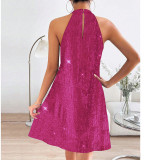 Chic Halter Neck Off-Shoulder Sexy Sequin Dress