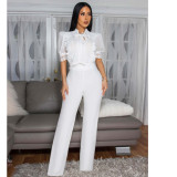 legant Lace Panel Wide-Leg Jumpsuit