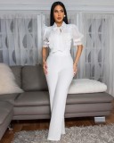 legant Lace Panel Wide-Leg Jumpsuit