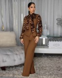 Elegant Leopard Print Panel Wide-Leg Jumpsuit