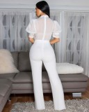 legant Lace Panel Wide-Leg Jumpsuit