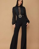 Elegant Lace Panel Wide-Leg Jumpsuit