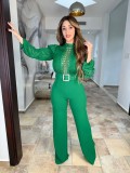 Elegant Lace Panel Wide-Leg Jumpsuit