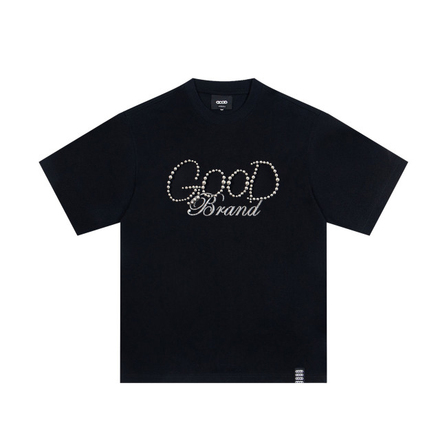 Goodbrand New Pure Color Pearl Logo Short Sleeve T-Shirt