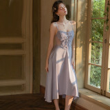 Long Sheer Mesh Nightgown with Strappy