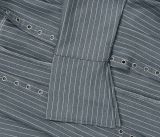 Casual Striped Collared Long Sleeve Front Tie Shirt and Shorts Set