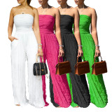 High-Waisted Sexy Strapless Sleeveless Wide-Leg Casual Vacation Jumpsuit