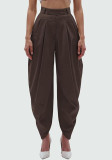 Chic Solid Color Peplum Pants