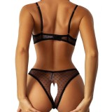 Sensual Polka Dot Sheer Mesh Lingerie Set