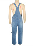 Relaxed High-Waisted Women's Fashion Casual Wide-Leg Denim Overalls