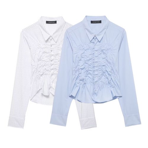 Elastic Pleated Chiffon Shirt