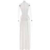 Elegant High-Slit Waist-Cinching Sleeveless Dress