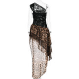Leopard Print Chiffon Long Dress