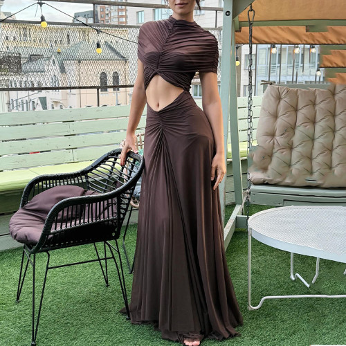 Ruffled Bodycon Crop Top Dress