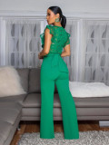 Ihoov Unique Lace-Trimmed Sleeveless Wide Leg Jumpsuit