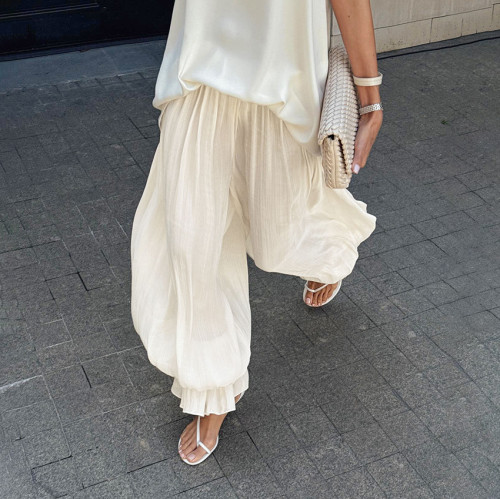 French Style Bubble Hem Jogger Pants