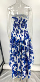 Strapless High-Waisted Pleated Puff Dress