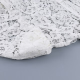 Lace Embroidered Stand Collar Slim Fit Shirt