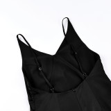 V-Neck Lace Panel Cami Dress