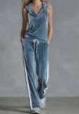 Velvet Hooded Tracksuit Set