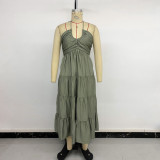 Solid Color Halter Neck Loose Maxi Dress