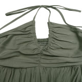 Solid Color Halter Neck Loose Maxi Dress
