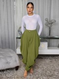 Urban Chic Solid Color Sexy Pleated Harem Pants