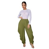 Urban Chic Solid Color Sexy Pleated Harem Pants