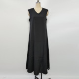 Sleeveless V-Neck Side Slit Maxi Dress