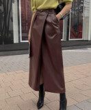 High-Waisted PU Leather Skirt for Women