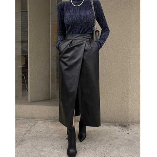 High-Waisted PU Leather Skirt for Women