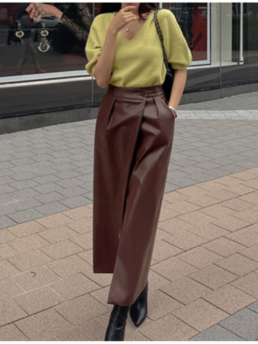 High-Waisted PU Leather Skirt for Women