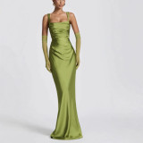 Chic Slim-Fit Solid Color Dress with Neck Scarf