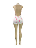 Sexy Halter Backless Deep V Rabbit Print Romper