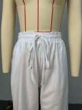 Stylish White Long-Sleeve Shirt & Wide-Leg Pants Set
