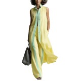Stylish Color-Block Loose Fit Vest Cardigan Pants Set