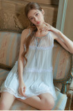 Sheer Lace Tie-Up Lingerie Set with Mesh Camisole and Robe