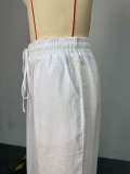 Stylish White Long-Sleeve Shirt & Wide-Leg Pants Set
