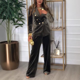 Luxury Double-Breasted Velvet Two-Piece Suit