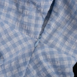 Pink Plaid Bow Collar Long Sleeve A-Line Dress for Women