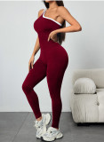Seamless Cross-Strap Colorblock Yoga Jumpsuit